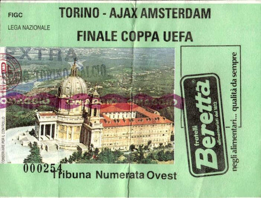 Biglietto stadio Torino-Ajax Amsterdam Finale coppa Uefa n 000254