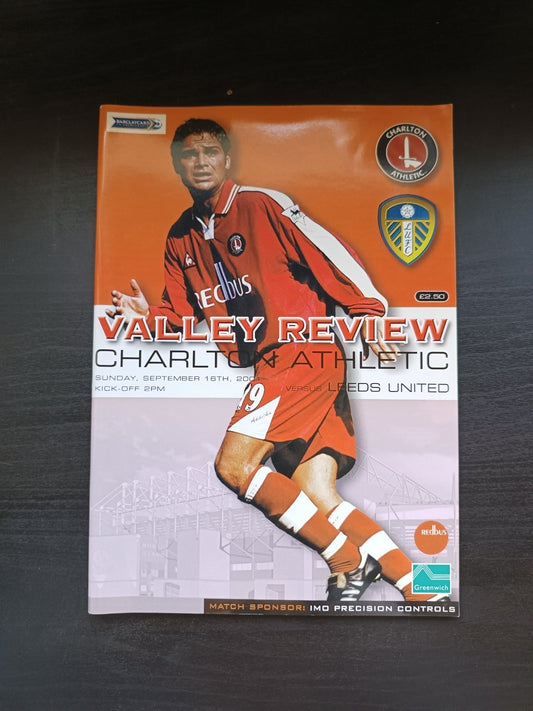 programma calcio Charlton Athetlic V Leeds United 16th 2001