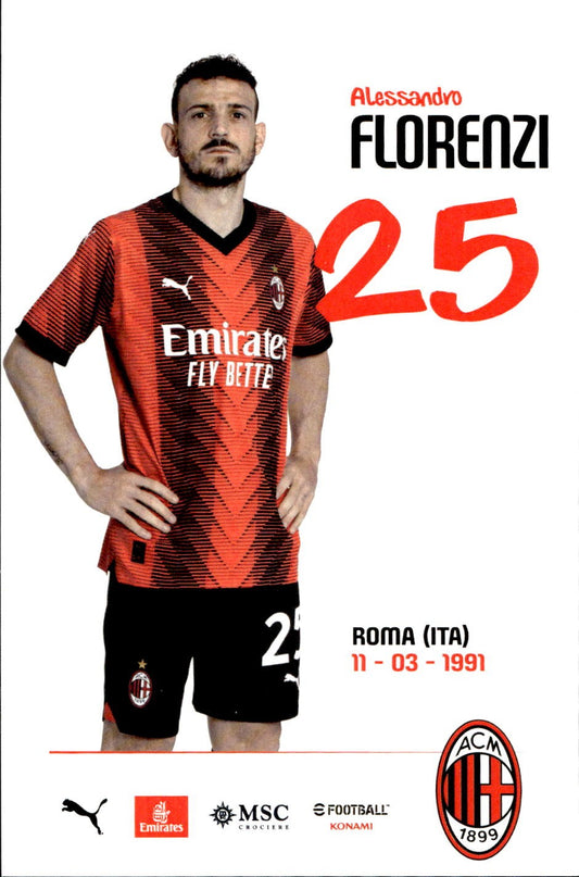 cartolina postcard Calcio Milan EMIRATES (2023/24) Florenzi