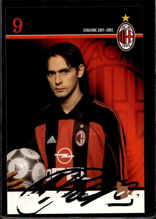 cartolina postcard Calcio Milan con Autografo 2001/02  - Filippo Inzaghi (3