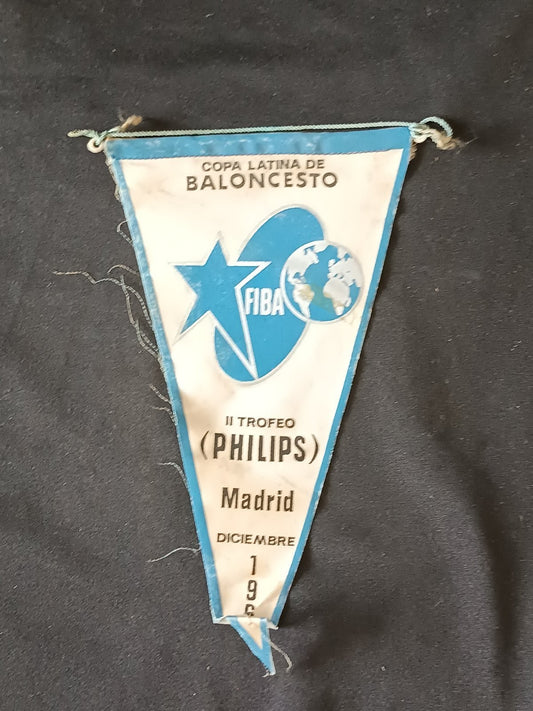 Gagliardetto Pennant Copa Latina Baloncesto FIBA Philips Madrid 1965