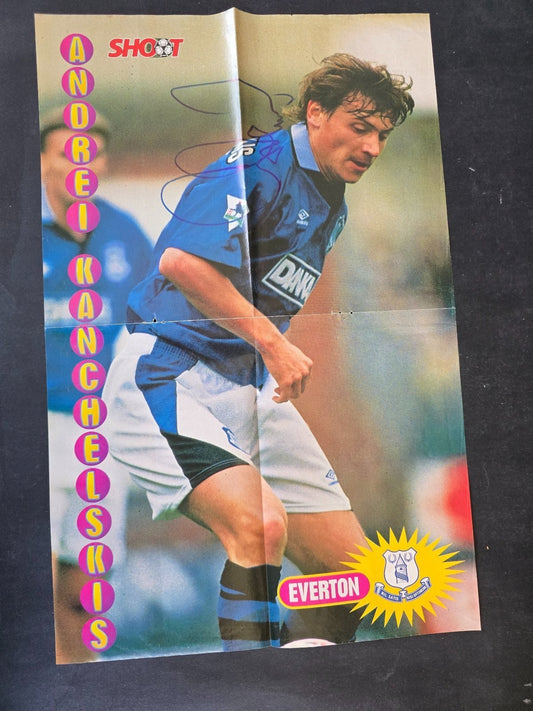 Autografo autograph originale su poster pagina Andrei Kanchelskis Everton (2)