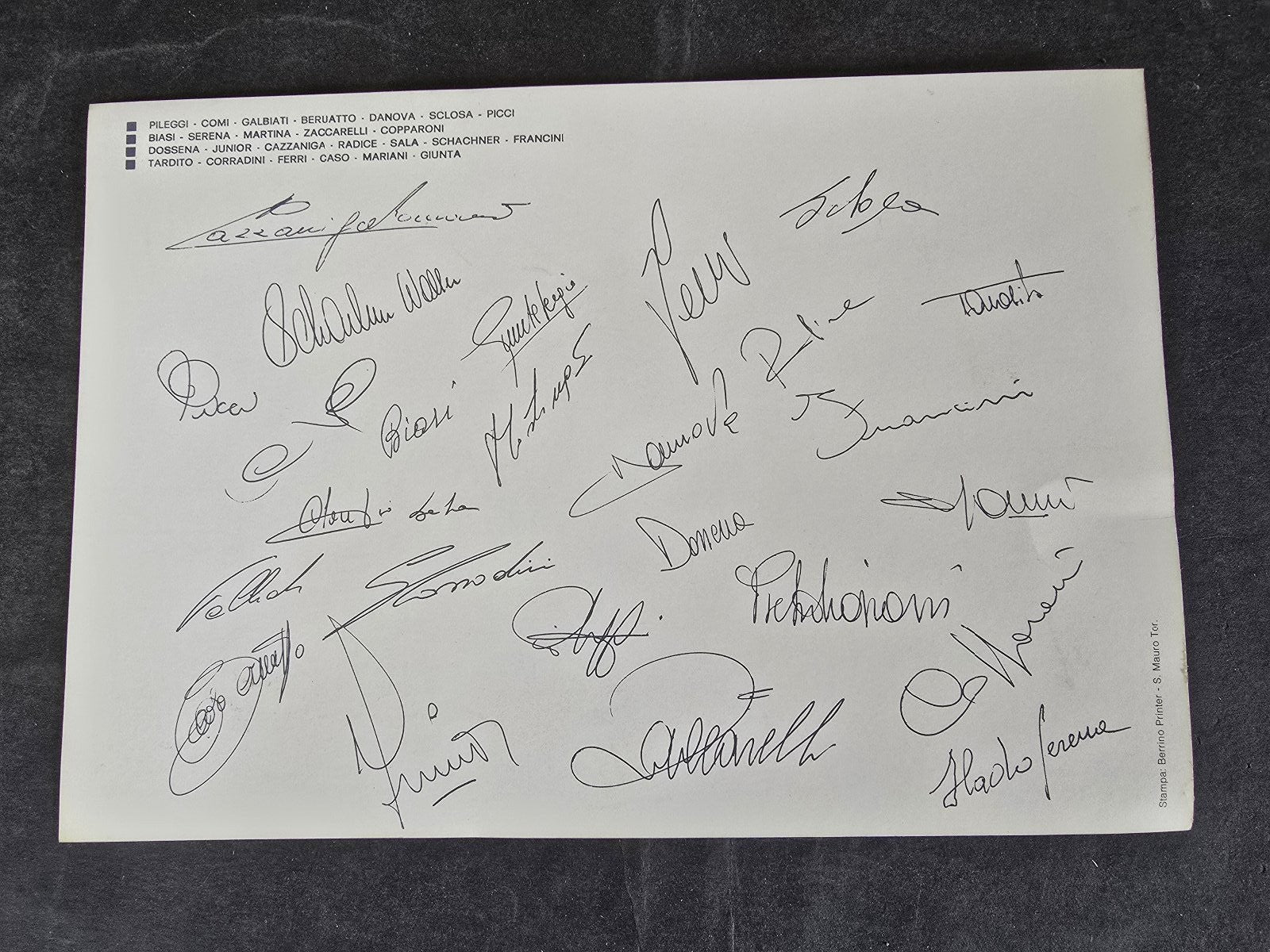 Cartolina Autografi stampati Torino Calcio 1984/85 ufficiale  adidas sweda