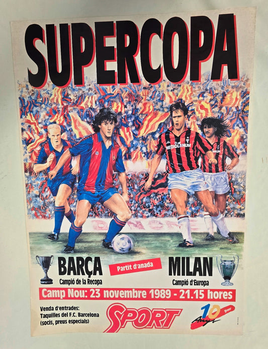 23/11/1989 Barça vs MIlan 1-1 SUPERCOPA Supercoppa Europea locandina originale