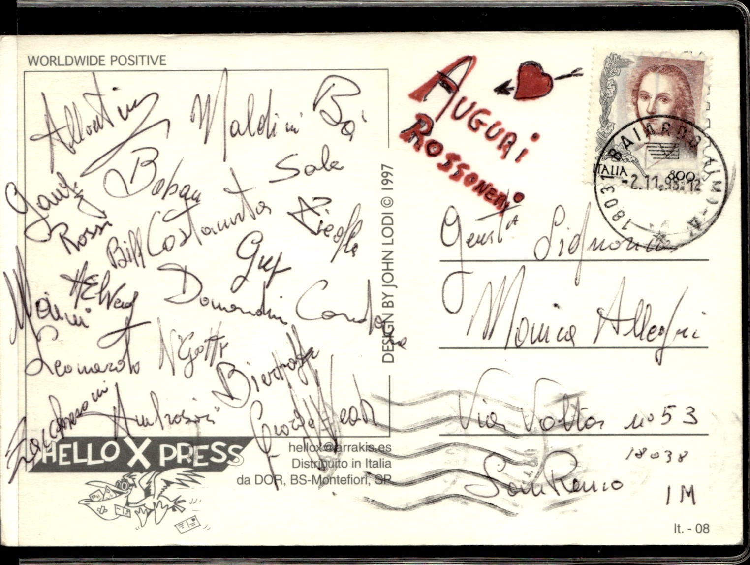 cartolina postcard calcio Quando un Rossonero compie Gli anni 2012
