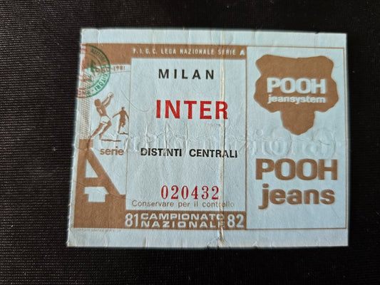 Biglietto Ticket Milan Inter campionato serie A 1981/82 distinti