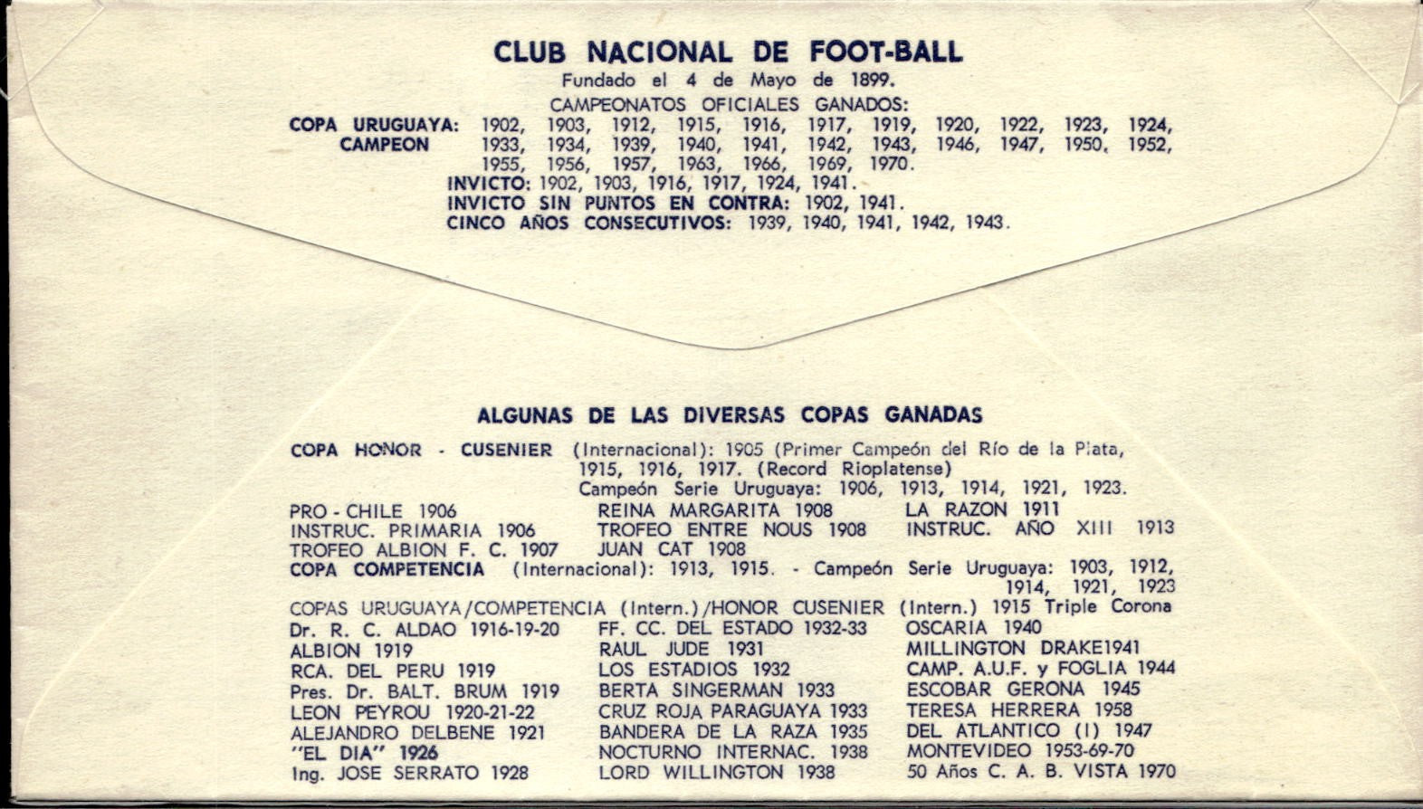 busta primo giorno Copa Libertadores de America 1971