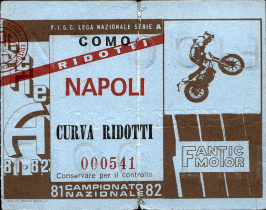 biglietto Ticket Stadio Como Napoli Campionato Nazionale 81-82