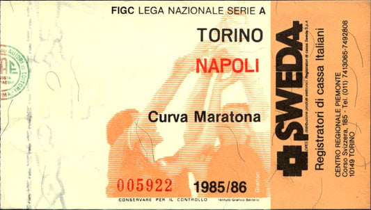 biglietto Ticket Stadio Torino Napoli 1985/86