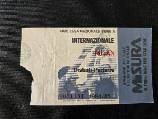 Biglietto Ticket Inter Milan campionato serie A 1984/85 distinti