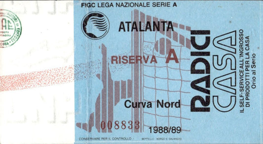 biglietto stadio LEGA NAZIONALE SERIE A ATALANTA 1988/89