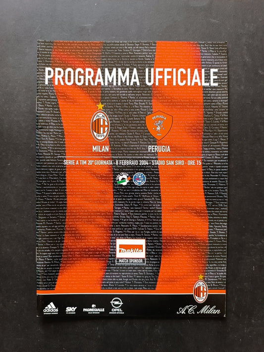 programma Ufficiale MILAN PERUGIA 8 febbraio 2004