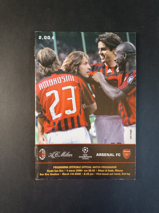 Programma originale champions league  04/03/2008  Milan AC Arsenal Fc