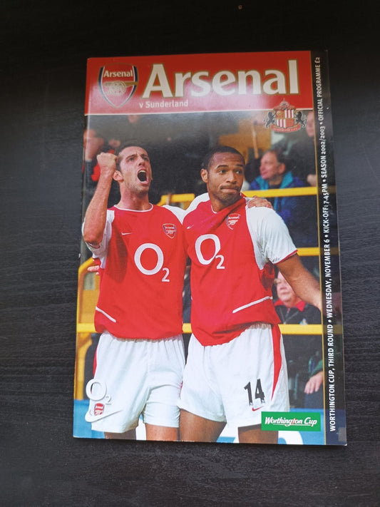 programma calcio Arsenal V Sunderland 2002