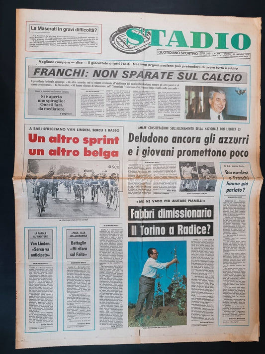 Quotidiano Sportivo STADIO numero 116 anno 1975 - Maserati