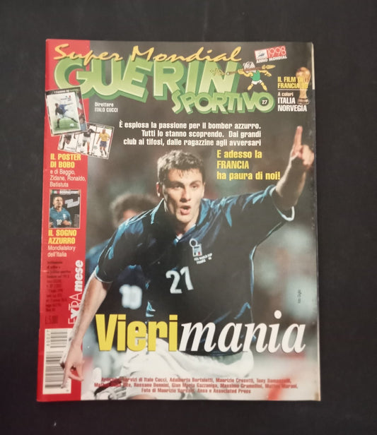 rivista GUERIN SPORTIVO anno 1998 numero 27 - Vieri (con poster)