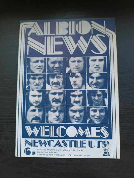 programma calcio Albion V Newcastle 16th 1974