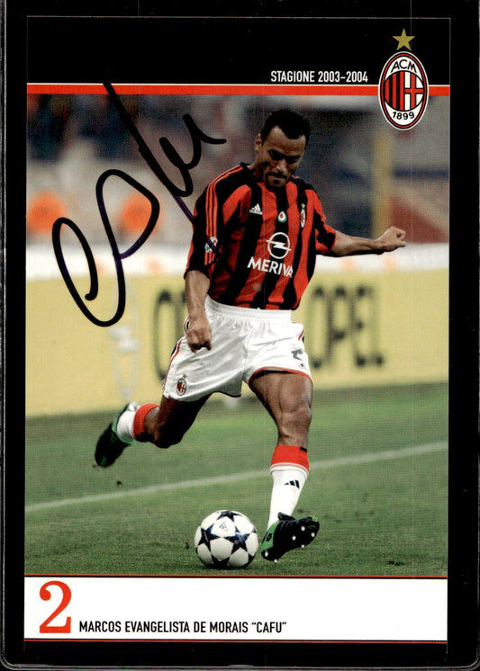 cartolina postcard Calcio Milan con Autografo 2003/04  - Cafu