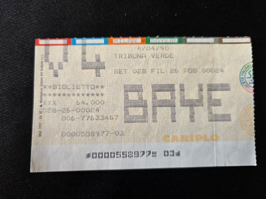 Biglietto Ticket Milan 1-0 Bayer Monaco  1990 semifinale coppa campioni