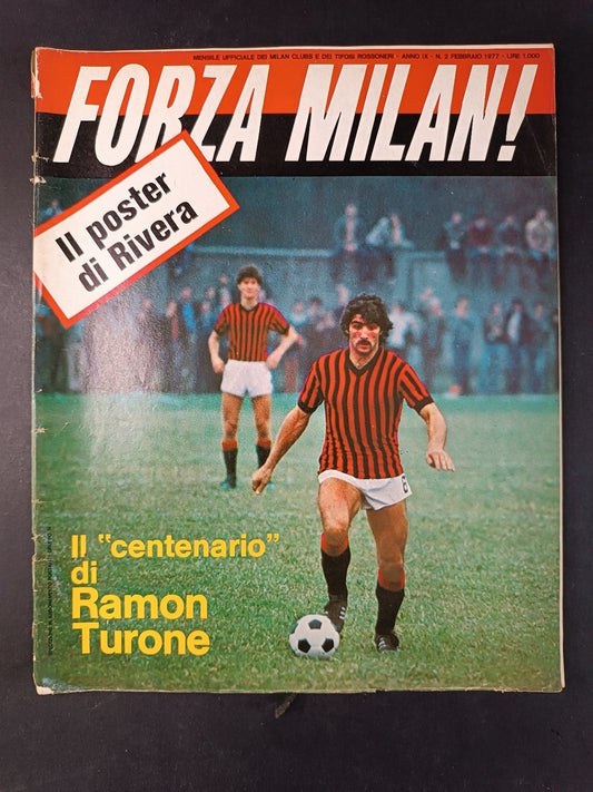 rivista FORZA MILAN - Milan Clubs - anno 1977 n 2 (no poster) Rivera