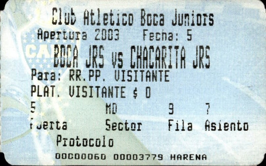 biglietto stadio BOCA JRS VS CHACARITA JRS 547987