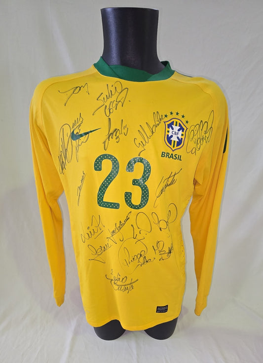 Maglia calcio Nike Brasile camisa brasil home 2010-11 Autografata Signed  (9)