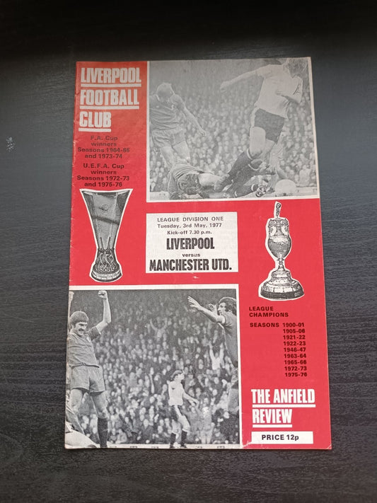 programma calcio  Liverpool V Manchester Utd 3rd 1977