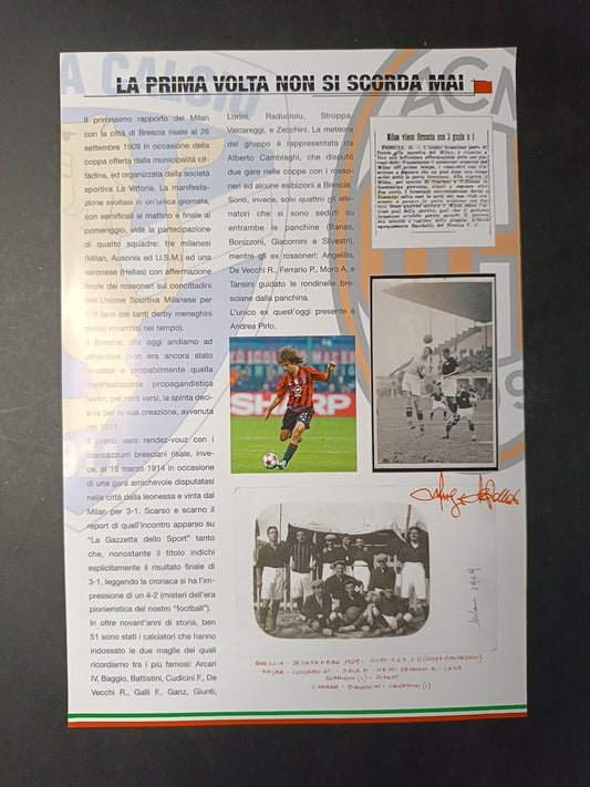 volantino pre-partita MILAN - BRESCIA con firma autografo