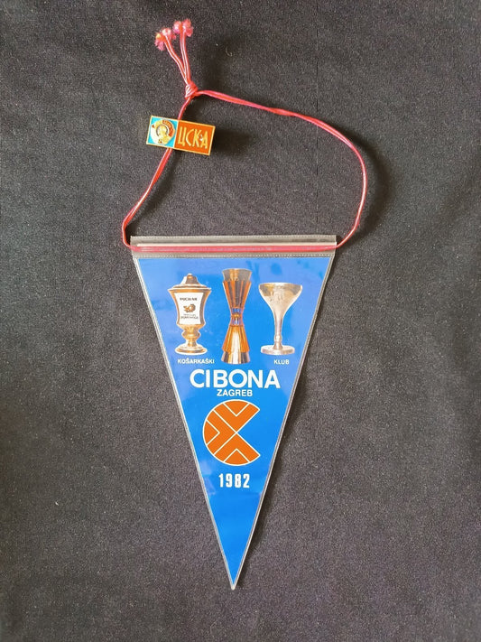 Gagliardetto Pennant KK Cibona Zagreb Jugoslavia Basket 1982