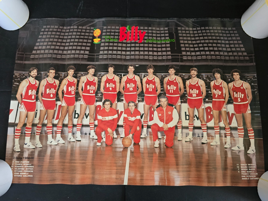 BILLY Olimpia Milano Basket poster originale dell'epoca 1980/81