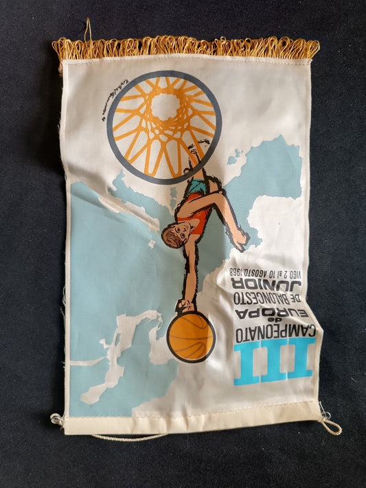 Gagliardetto Pennant III Campeonato Europa Junior Baloncesto 1986 Spagna Vintage