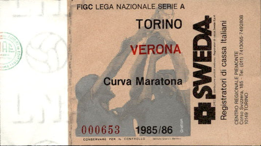 Biglietto stadio Torino-Verona Lega Nazionale Serie A 1985-86
