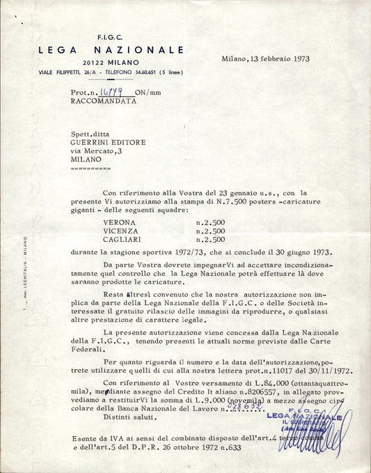 carta intestata societ� sportiva Calcio Lega 1973 06