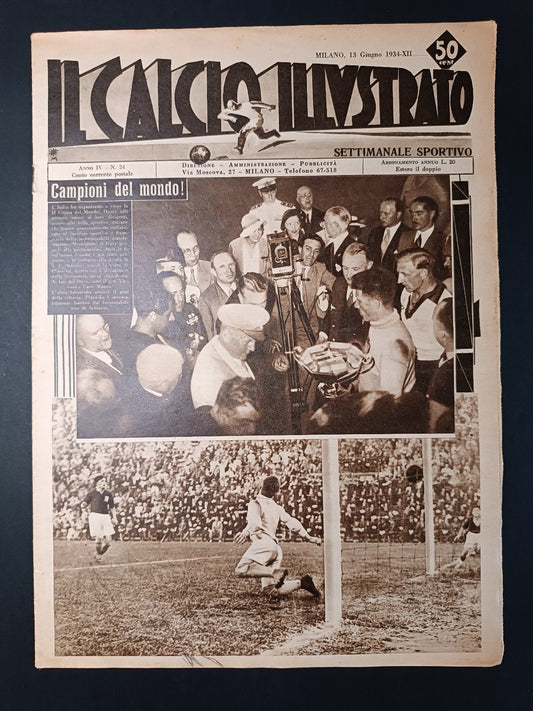 Rivista IL CALCIO ILLUSTRATO numero 24 anno 1934 Coppa del Mondo