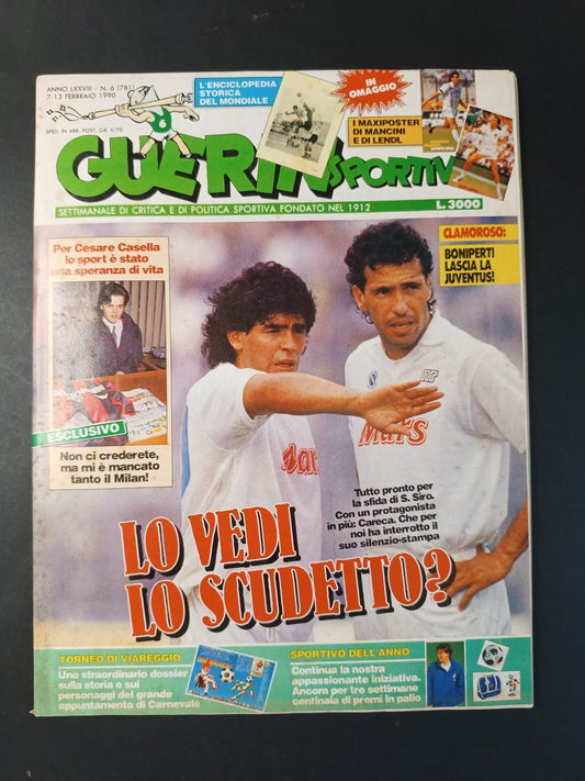 Rivista GUERIN SPORTIVO numero 6 anno 1990 Mancini/Lendl (senza poster)