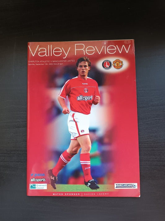 programma calcio Charlton Athetlic V Manchester United 13th 2003