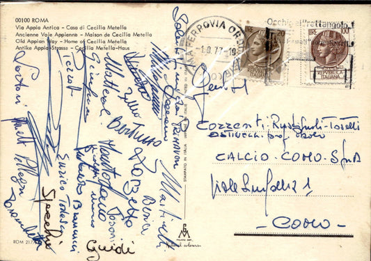 cartolina con autografo Como Calcio Formazione 1977