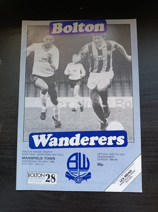 programma calcio Bolton Wanderers V Mansfield Town 8th 1985