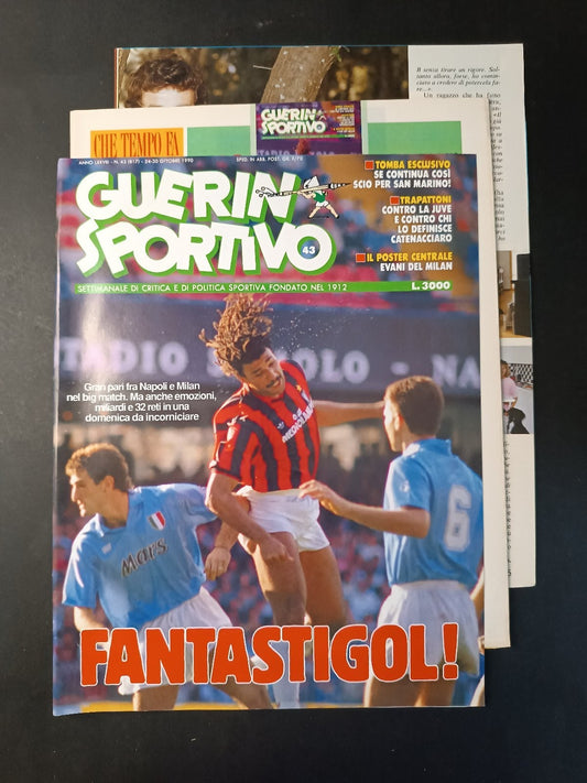 Rivista GUERIN SPORTIVO numero 43 anno 1990 Napoli/Milan (B) con poster