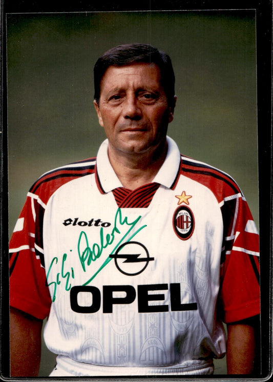 cartolina postcard Calcio Milan con Autografo Sponsor OPEL Gigi Radice