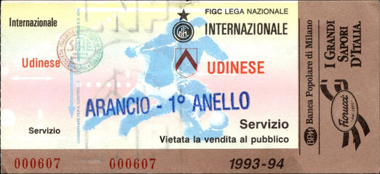 biglietto Ticket Stadio Internazionale Udinese 1993-94