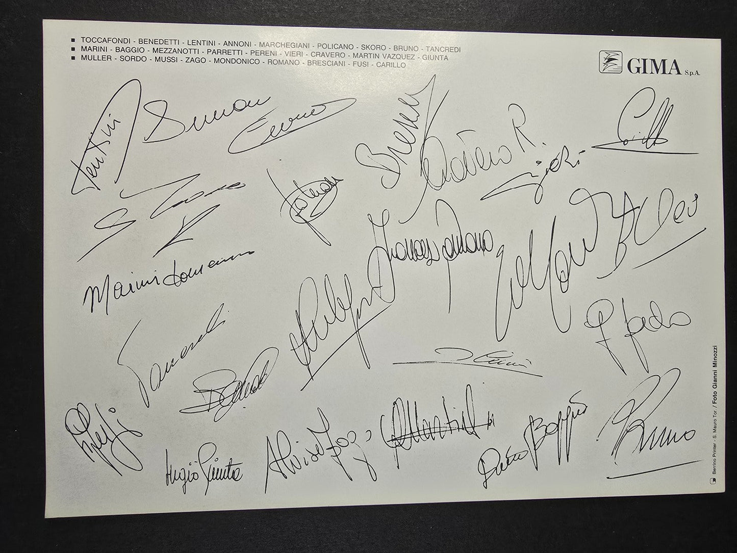 cartolina ufficiale TORINO CALCIO 1990/91 ABN Indesit autografi stampati