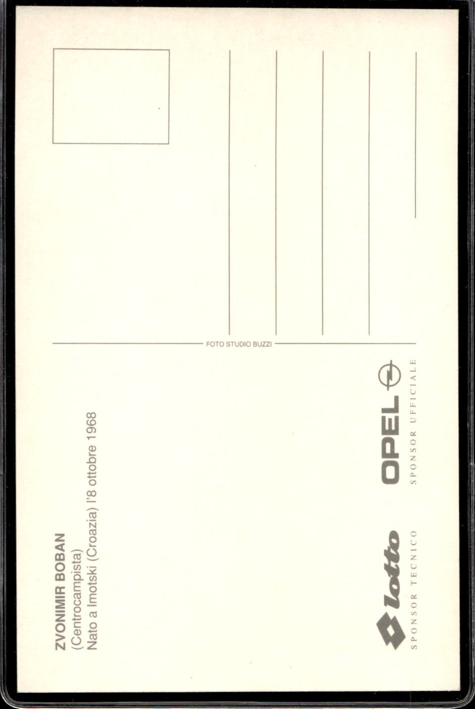 cartolina postcard Calcio Milan con Autografo sponsor LOTTO Boban