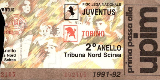 Biglietto stadio Juventus-Torino Lega nazionale 1991-92