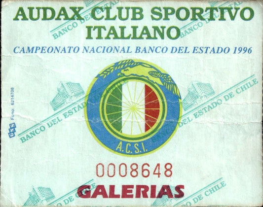 biglietto stadio CAMPEONATO NACIONAL BANCO DEL ESTADO 1996