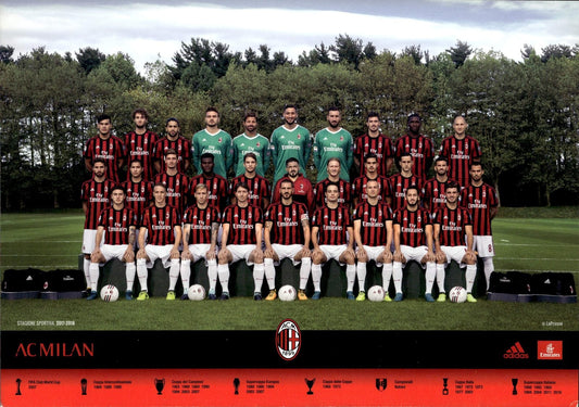 cartolina postcard calcio MILAN 2017-2018