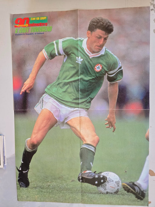 Autografo autograph original su poster doppia pagina Andy Townsend Ireland