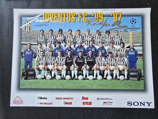 Autografo autograph originale Cartolina Ufficiale Juventus LOMBARDO E RAMPULLA