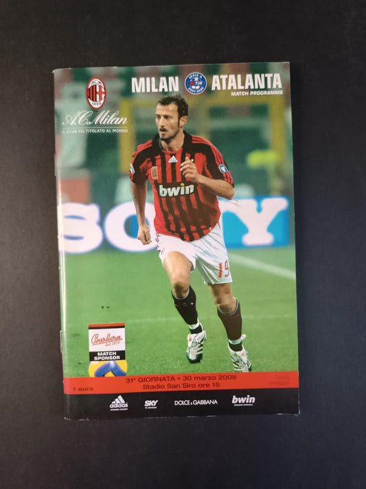 Programma originale 0/03/2008 Milan Atalanta campionato serie A