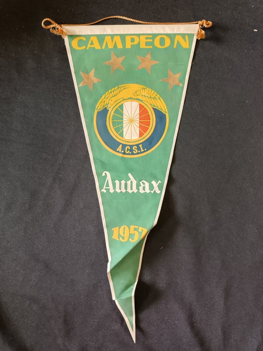 Gagliardetto Pennant Audax Italiano A.C.S.I. Cile Campione 1957 Vintage